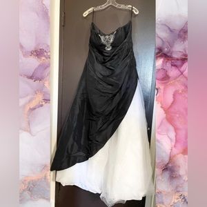 Black Ball Gown with Tulle and Beaded Accent